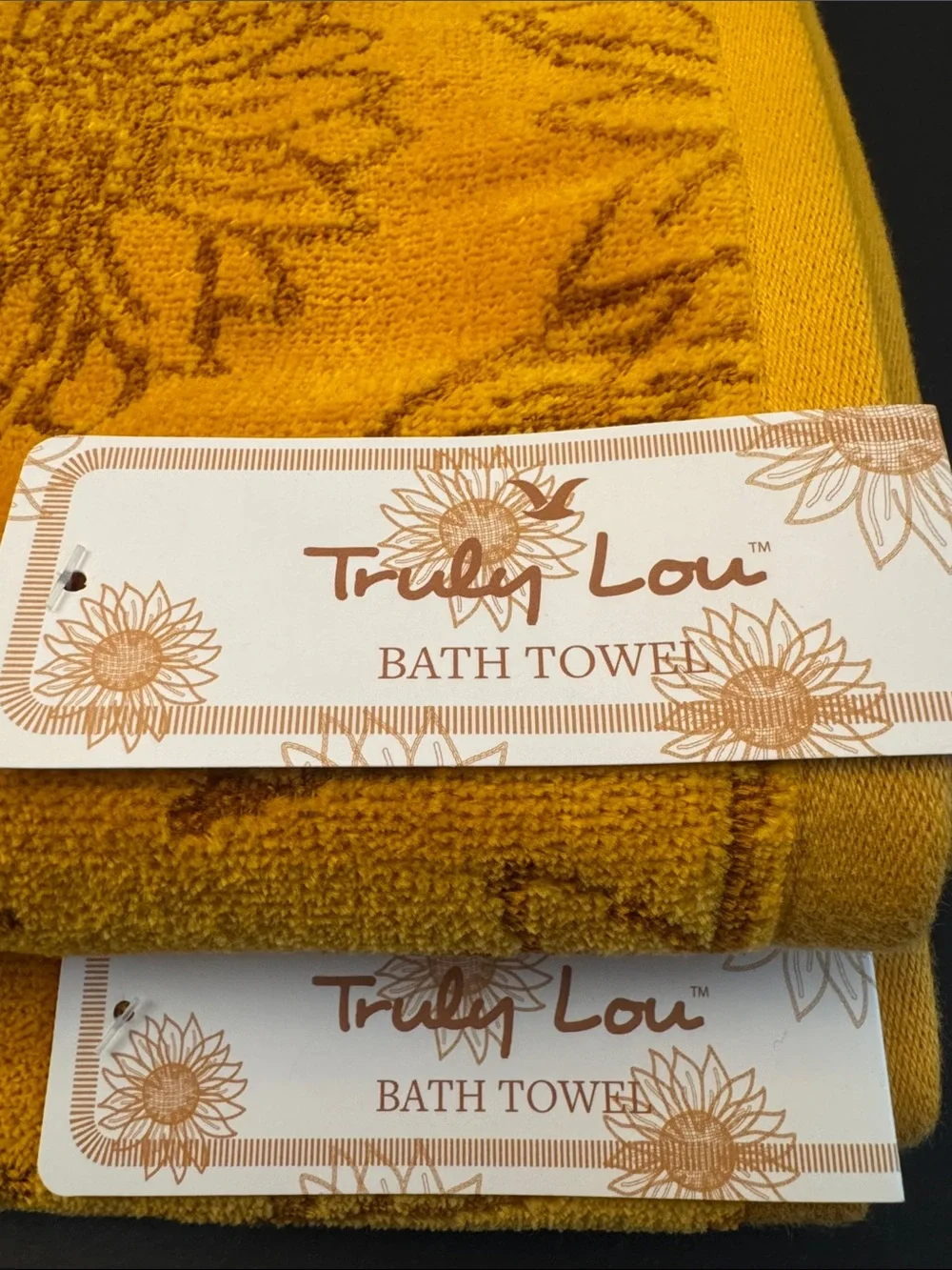 6pc TRULY LOU Sunflower Floral Bath Towel Set - Golden Yellow
